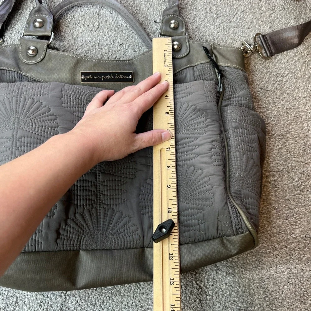 Petunia Pickle Bottom Diaper Bag Grey Quilted Shell Pattern city carryall casual